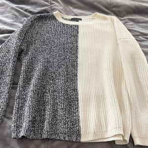 Saks Fifth Avenue Black and Cream Knit Sweater